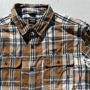 Men's Prana Shirt Multicolor Plaid Button-Down L Hippie Casual Grunge Rock Yoga